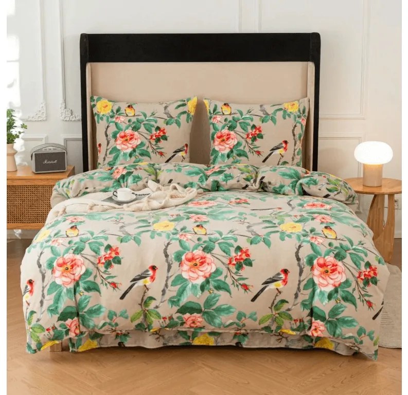 PrzytulneMieszkanie.pl PrzytulneMieszkanie.pl Pościel z mikropluszu PETALIA beżowa Rozmiar pościeli: 70 x 80 cm | 140 x 200 cm