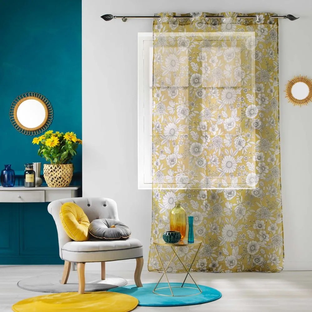 Firanka z woalu w kolorze ochry 140x280 cm Milady – douceur d'intérieur