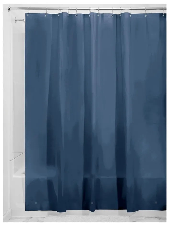 Niebieska zasłona prysznicowa iDesign PEVA, 183x183 cm