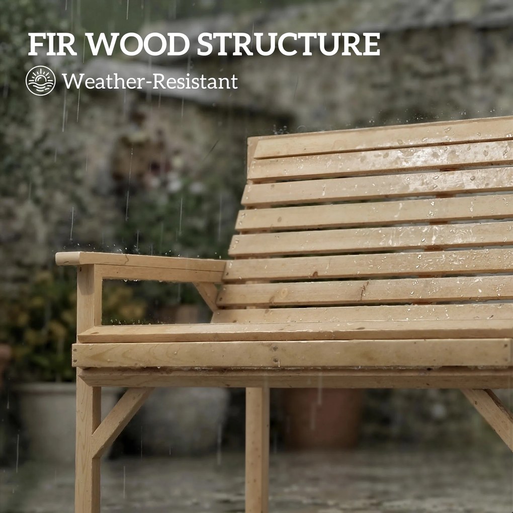 Outsunny 2-osobowa ławka ogrodowa z drewna, ławka z podłokietnikami i oparciem, meble outdoor do balkonu, tarasu, ogrodu | Aosom PL