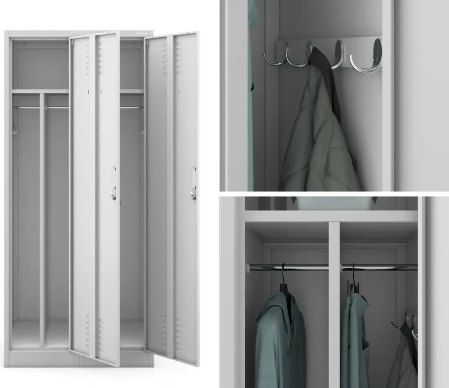 Szafa socjalna czterokomorowa Kacper 80x50x180 cm szara