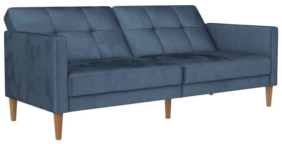 Niebieska aksamitna rozkładana sofa 207 cm Lilly – Støraa