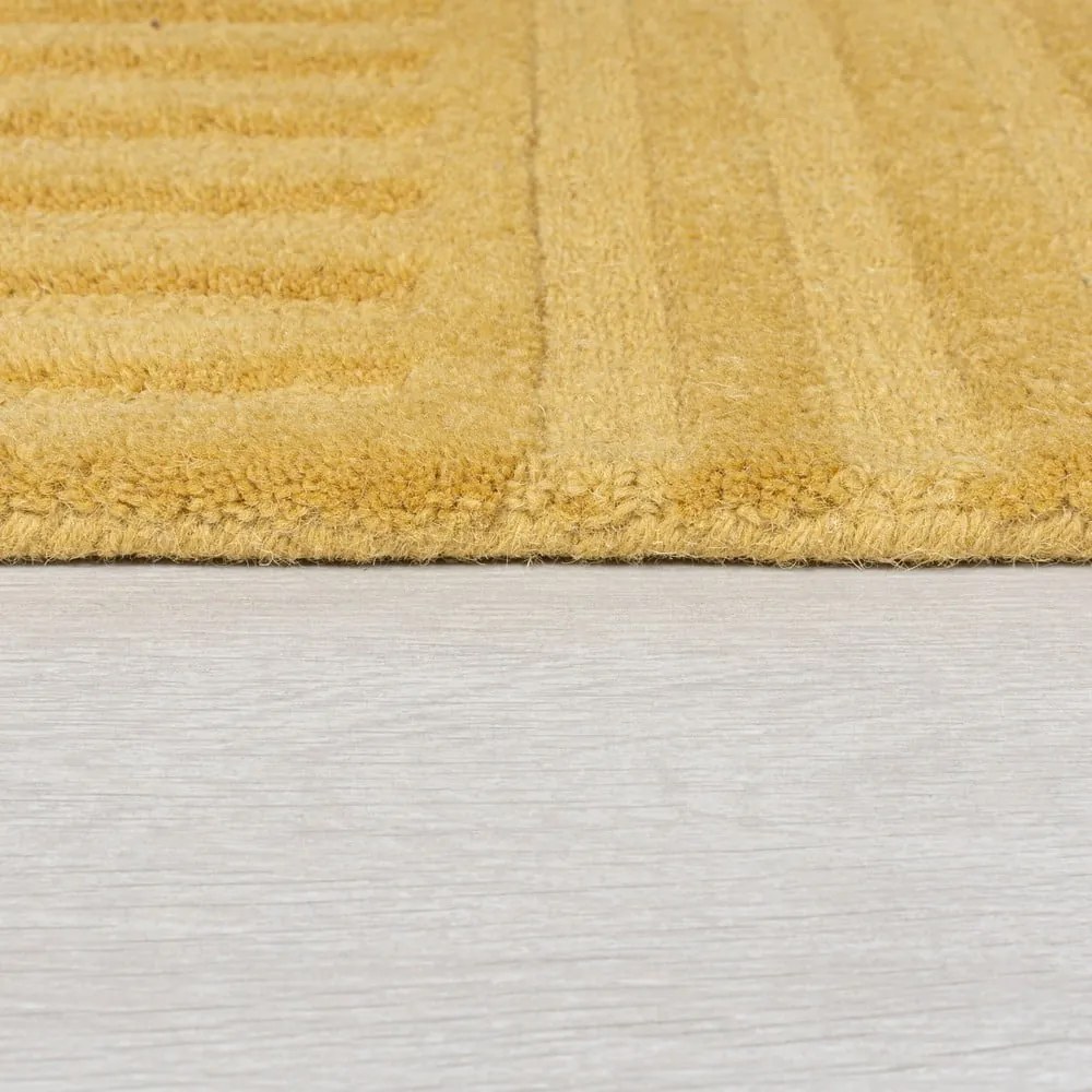 Żółty dywan wełniany Flair Rugs Zen Garden, 160x230 cm