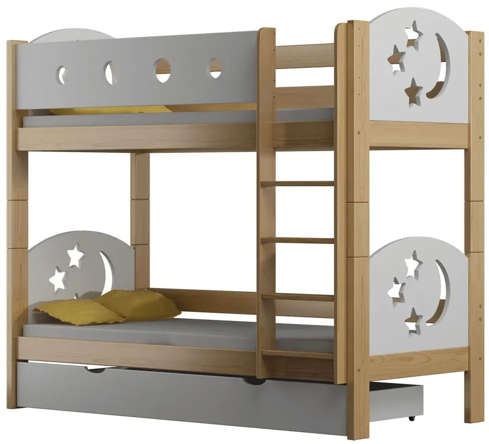 Łóżko dziecięce 2-osobowe z 2 szufladami sosna R4-P37