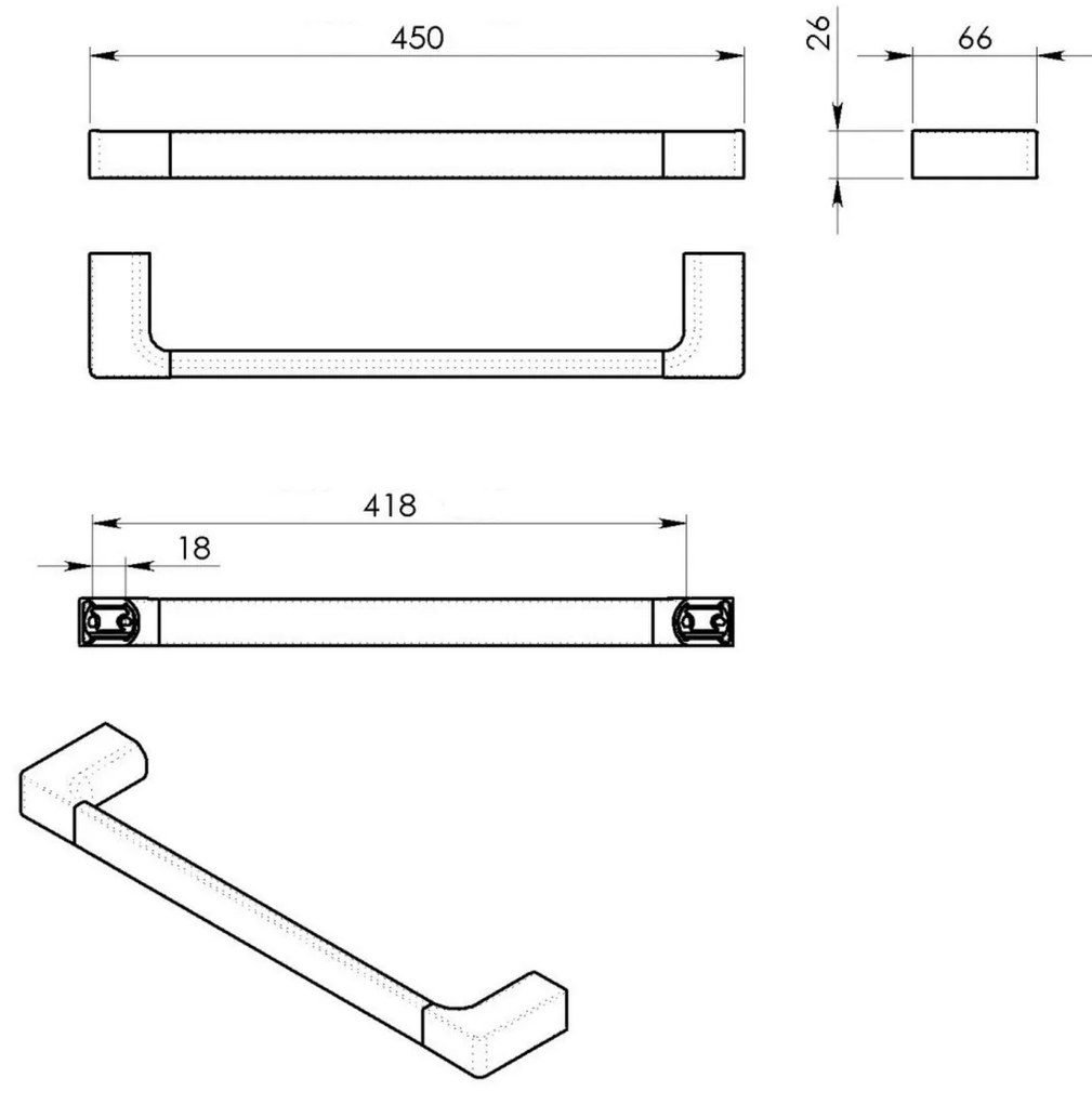 GEDY PI214588 Uchwyt na ręcznik Pirenei 45 x 6,6cm , złoty mat