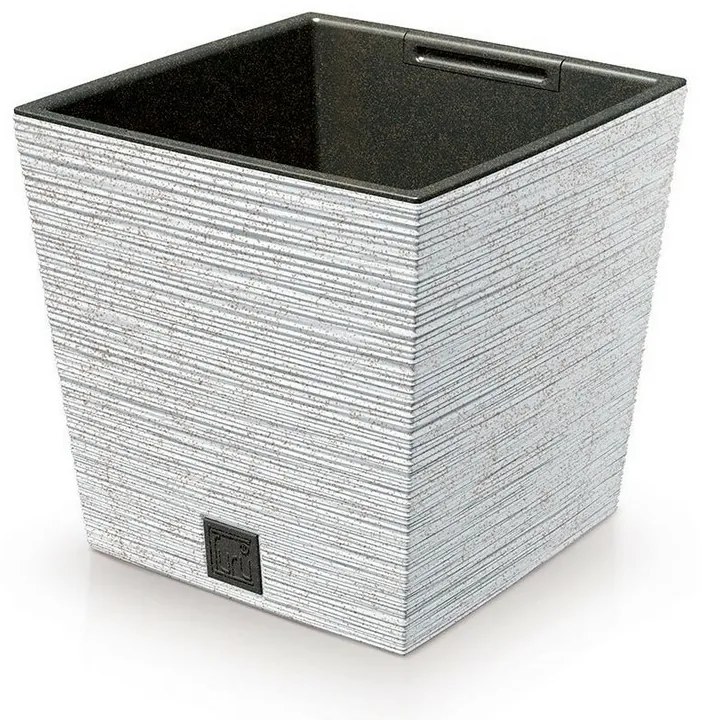 Doniczka FURU SQUARE LOW ECO WOOD z wkładem 24 cm, biały ECO