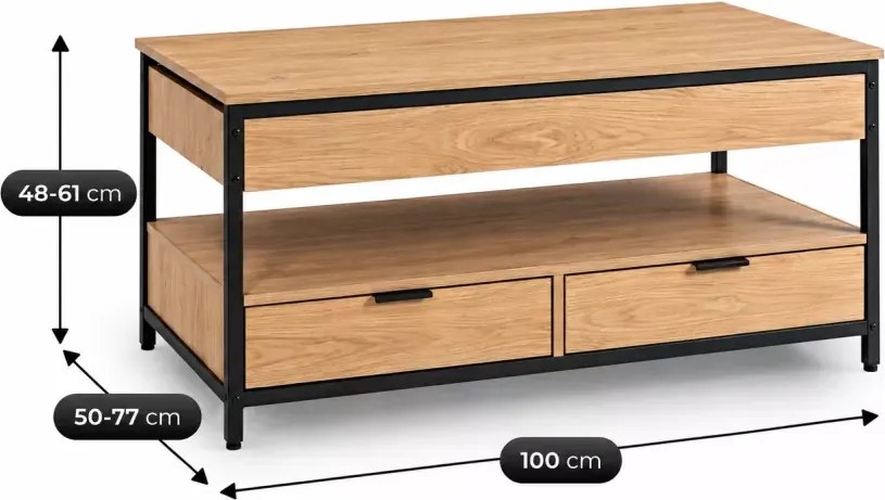 Ławostół rozkładany Notis podnoszony blat 100cm dąb loft