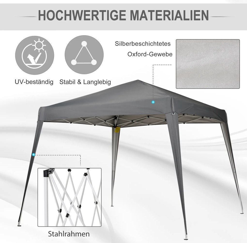 Outsunny Namiot Ogrodowy Pawilon 3x3m Składany z Torbą Stal Ochrona UV Szary | Aosom PL