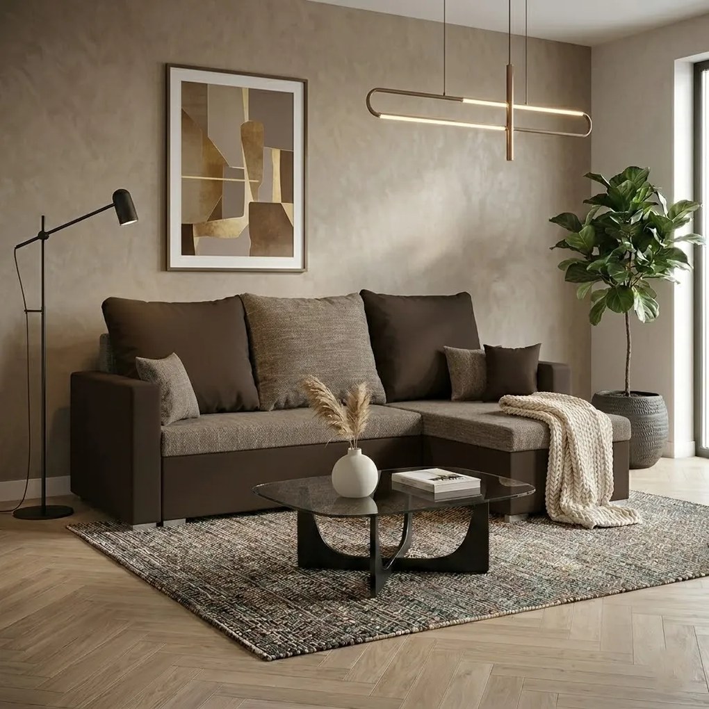 Narożnik z funkcją spania MADRIT Brąz