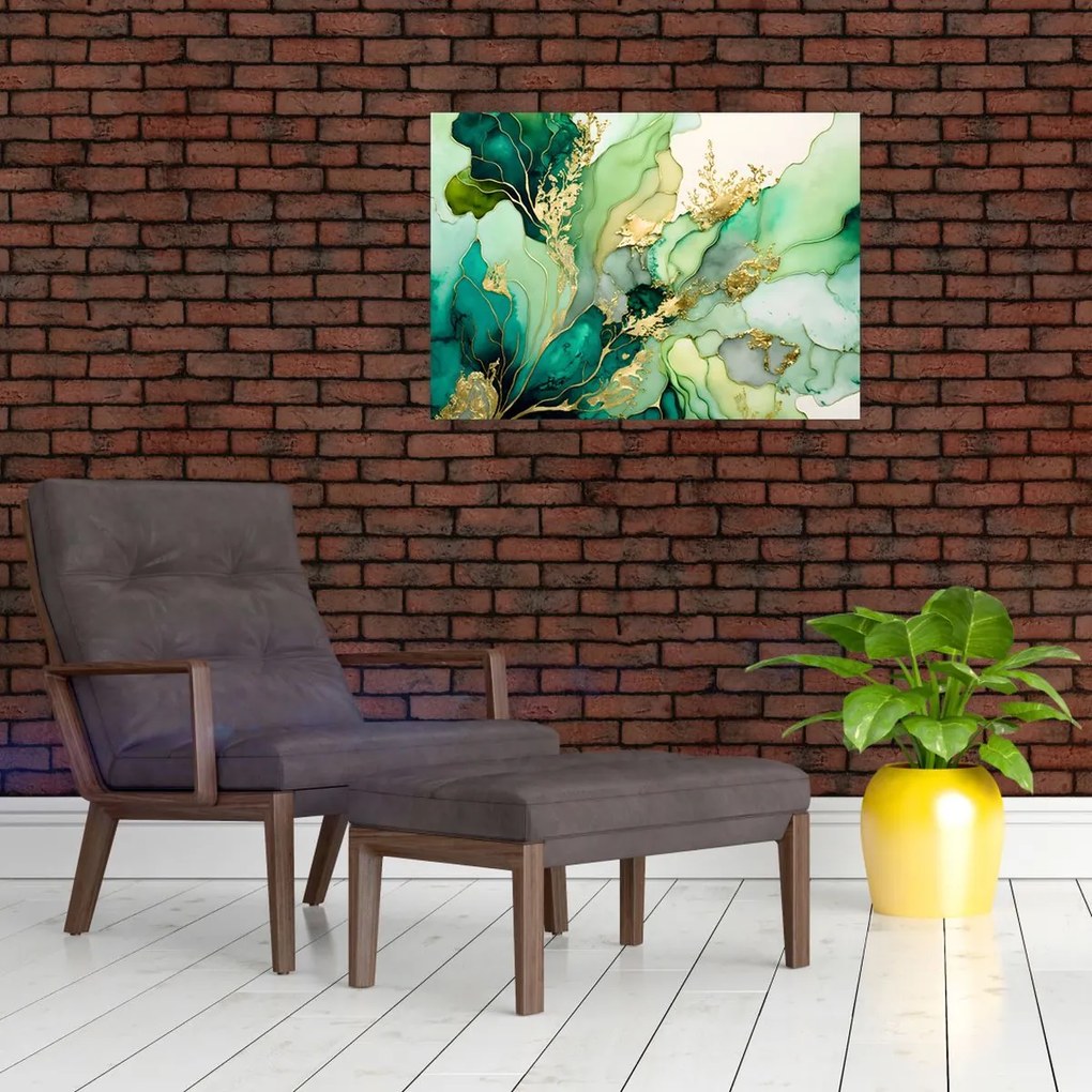 Obraz na szkle - Zielona abstrakcja (70x50 cm)