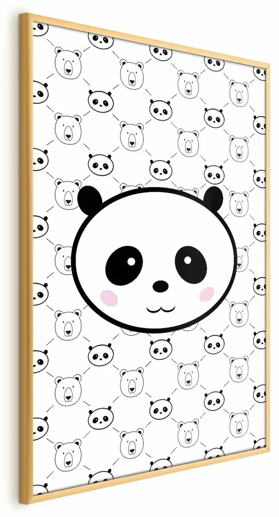 Plakat Pandy i niedźwiedzie 21x30 cm z ramą złotą bez marginesu ARTGEIST B