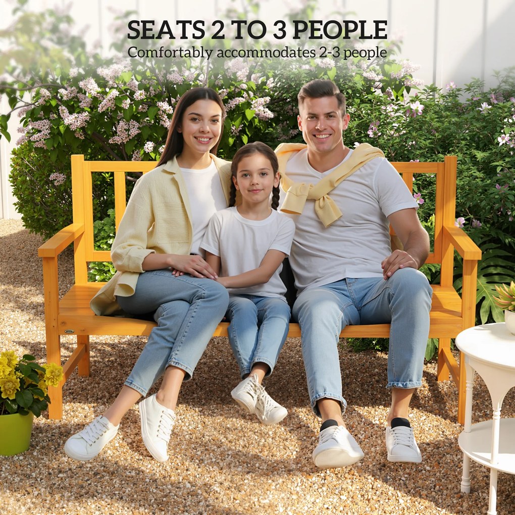 Outsunny Ławka Ogrodowa Drewniana z Wysuwanym Stołem Jasnobrązowy 153x56x91cm | Aosom PL