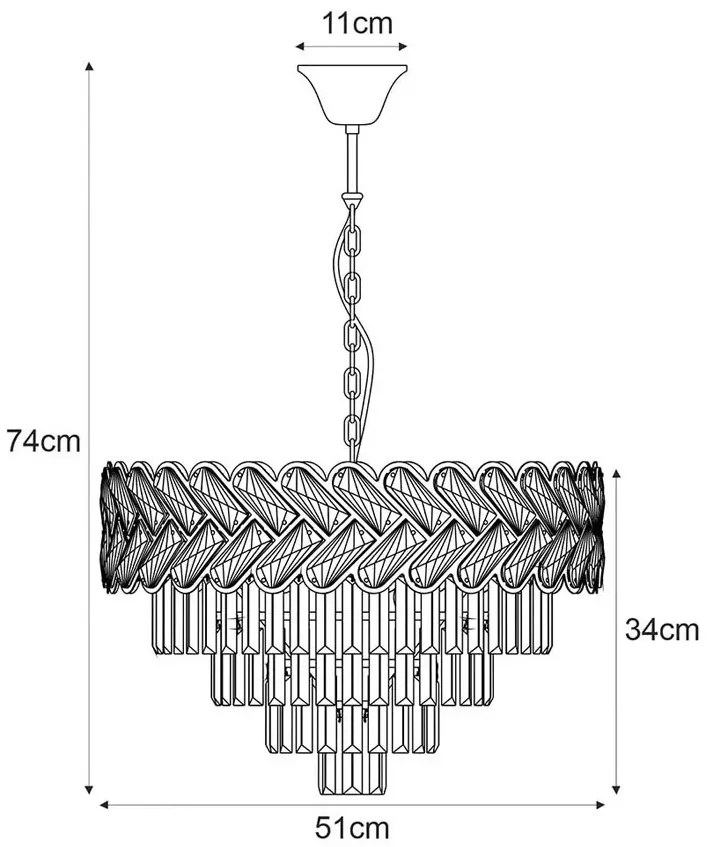 Srebrny klasyczny żyrandol z kryształkami - S881 L7-S16