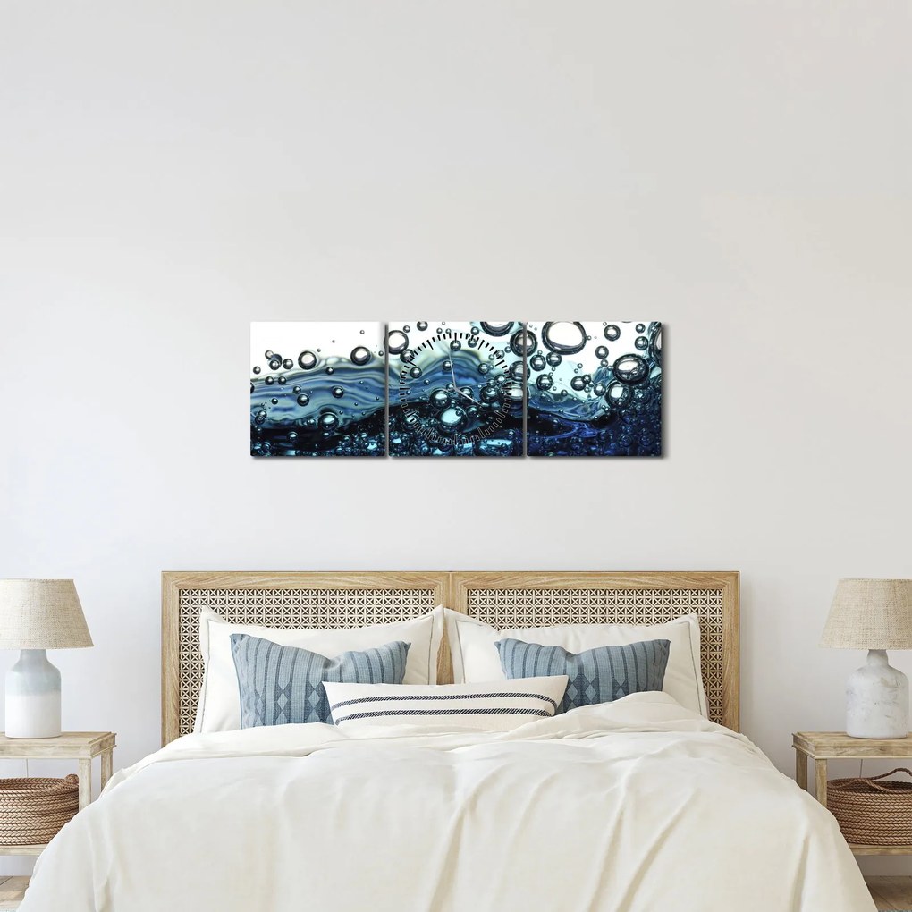 Obraz bąbelków (z zegarem) (90x30 cm)