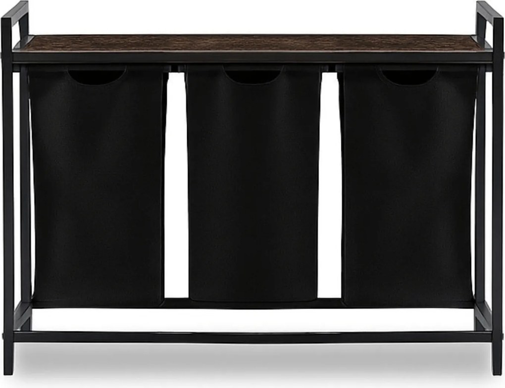 Kosz na Pranie FINN 120L z Półką Dąb Rustykalny/Czarny Nowoczesny Loft