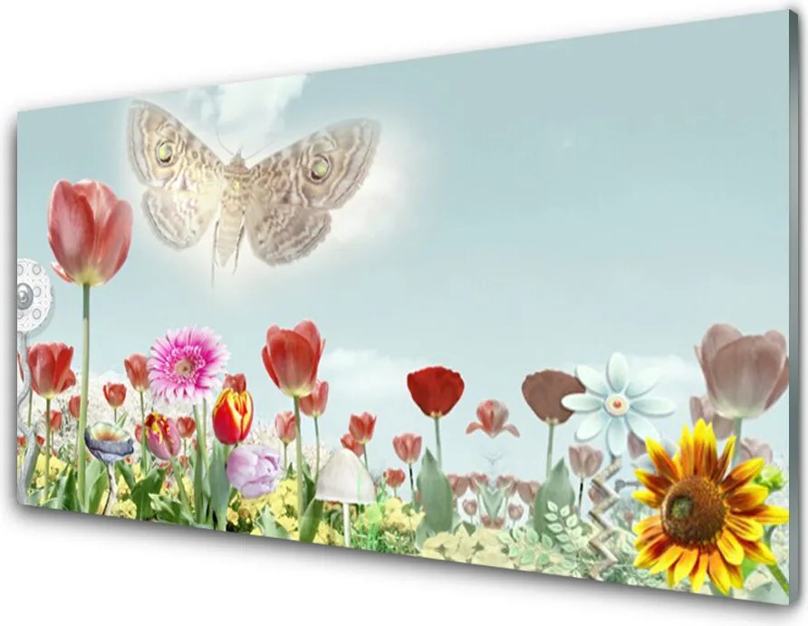 Szkło do Kuchni na Ścianę Pełnia Letniego Rozkwitu