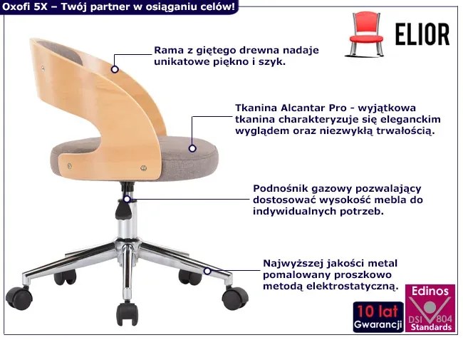 Tapicerowany fotel obrotowy retro taupe T4-F82