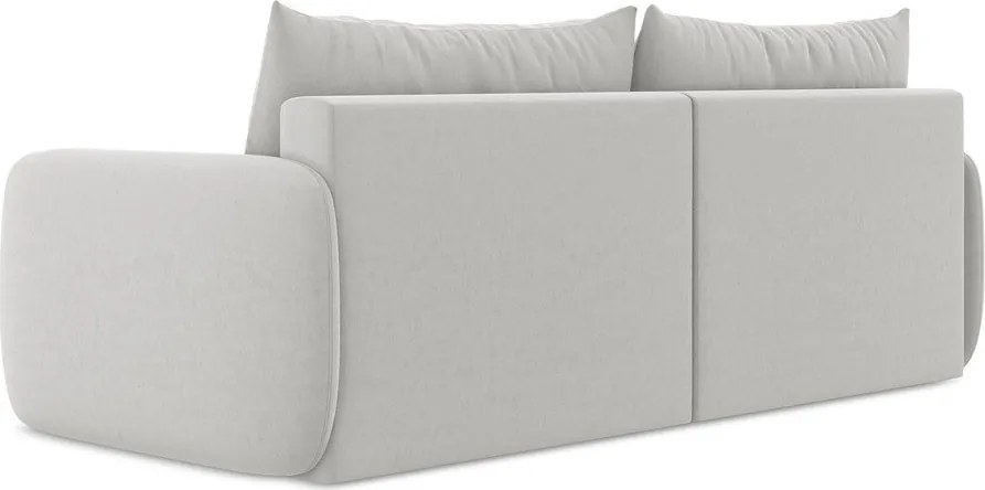Jasnoszara aksamitna rozkładana sofa ze schowkiem 238 cm Kalena – Makamii
