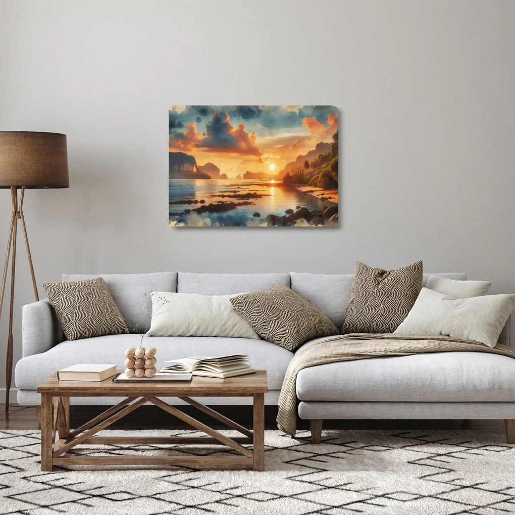 Obraz na szkle - Widok z plaży (70x50 cm)