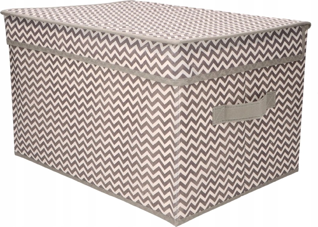 Organizer tekstylny Wzór Zygzak 50x40x30 cm pokrywka pudełko do domu salonu