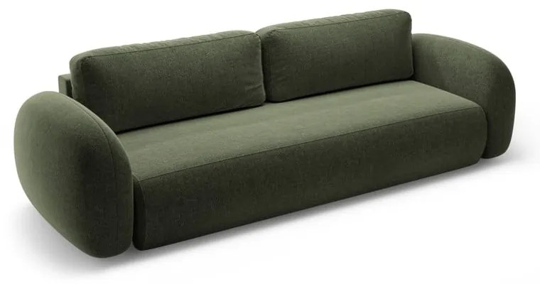 Zielona rozkładana/ze schowkiem sofa z tkaniny szenilowej 262 cm Tonale – Cosmopolitan Design