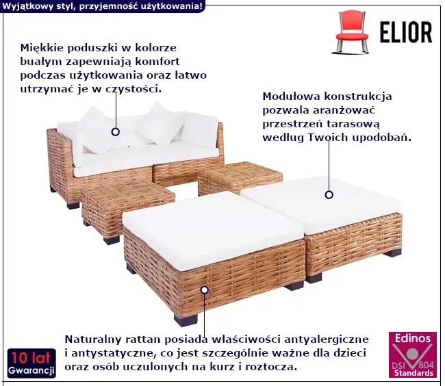 6-częściowy zestaw wypoczynkowy do ogrodu - Jaksen