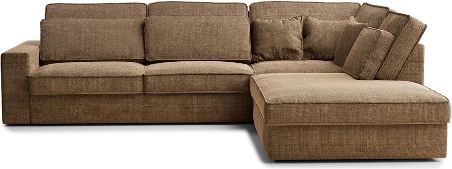 Jasnobrązowy narożnik z tkaniny szenilowej (prawostronny/w kształcie litery L) Kirou – Maison de Rêve