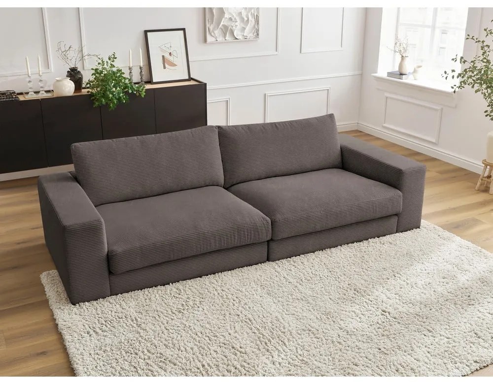 Szarobrązowa sztruksowa sofa 274 cm Leonard – Bobochic Paris
