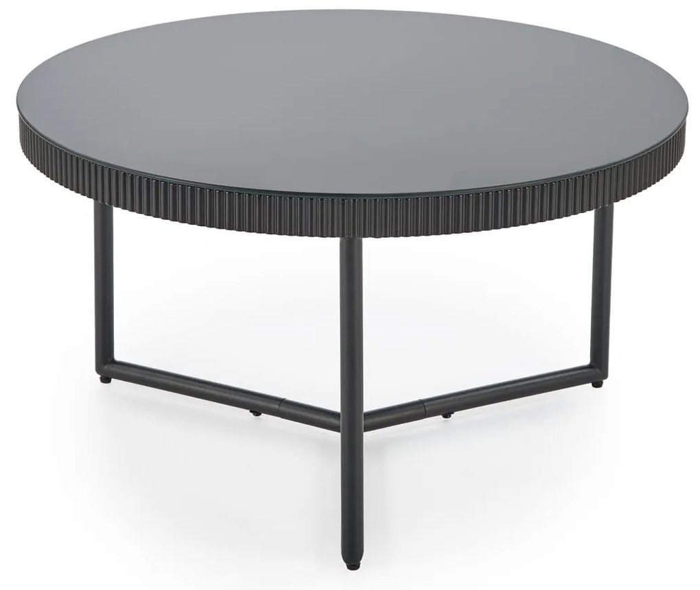 Okrągła czarna ława z połyskiem 80/45 cm szkło/MDF/stal COSMO ława, czarny