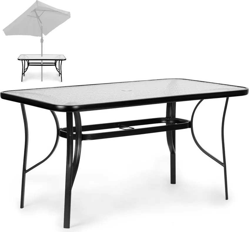 Stół ogrodowy 120x70 cm z otworem na parasol Tulum 094, czarny