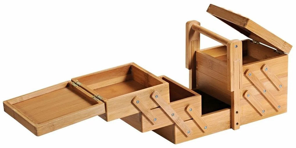 Kesper 58710 Organizer na przybory do szycia,bambus, 29 x 19 x 16,5 cm