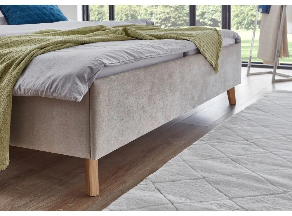 Beżowe tapicerowane łóżko dwuosobowe ze stelażem 160x200 cm Piano – Meise Möbel