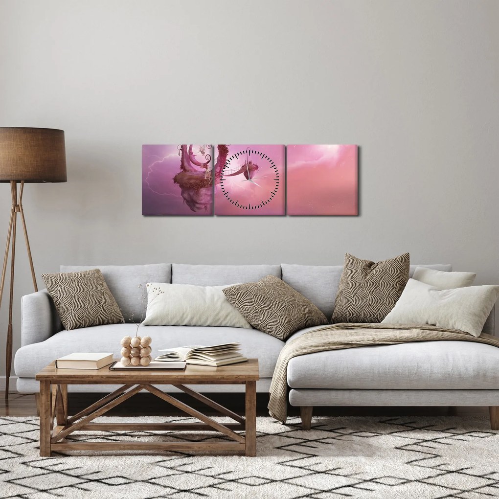 Obraz - Wróżka na pływającej wyspie (z zegarem) (90x30 cm)