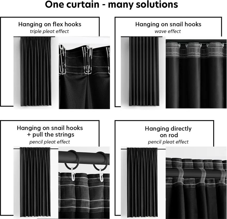 Czarna aksamitna zasłona częściowo zaciemniająca (dimout) 140x225 cm Velto – Filumi