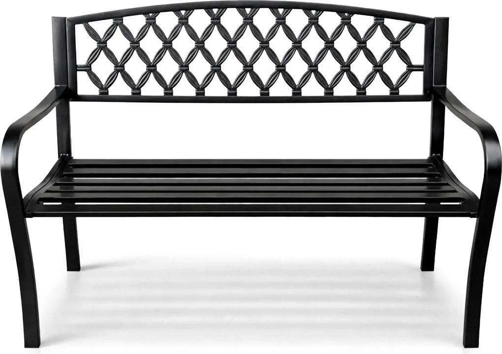 Czarna ławka z ażurowym oparciem do ogrodu Z3-D73