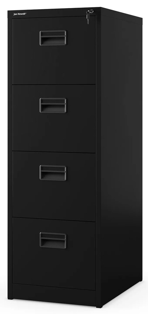 Szafa kartotekowa metalowa z 4 szufladami czarna, 460x1320x620 mm: SARA