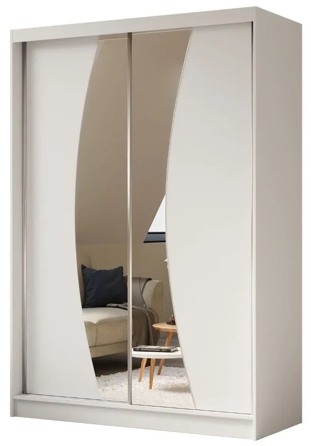 Szafa przesuwna - Foks 150 cm, biały mat