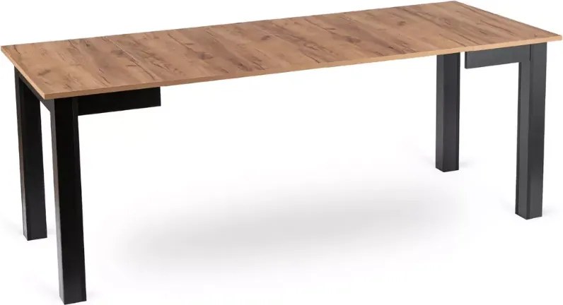 Stół rozkładany Sinenko dąb craft/czarny – prostokątny stół z płyty laminowanej 80–200 cm z 2 wkładkami