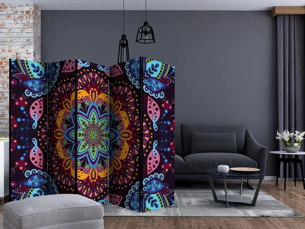 Parawan dwustronny Orient 225x172 cm 5-częściowy fioletowy ARTGEIST B