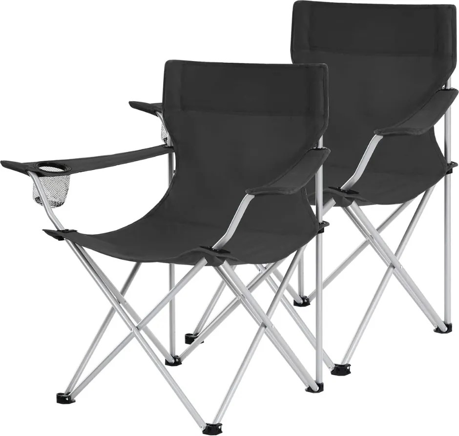 Krzesła kempingowe ROVER, zestaw 2 szt., czarny SongmicsHome