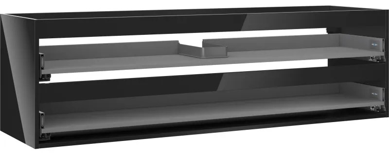 Mexen Box-A korpus szafki podumywalkowej 160 cm, 2 szuflady, czarny połysk - 91AX0-1600-470-2-70