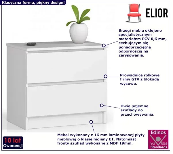 Biała mini komoda na kosmetyki z szufladami A9-L36