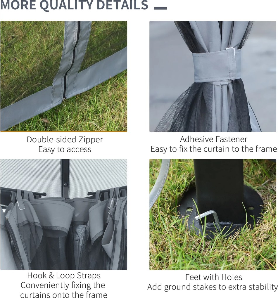 Outsunny Pawilon ogrodowy 3x3 m z poliwęglanowym dachem aluminiowa konstrukcja siatka przeciw owadom | Aosom PL