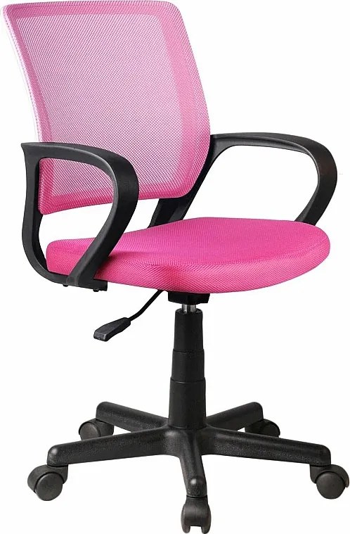 Krzesło biurowe dla dzieci - Obrotowe i regulowane na wysokość - Tkanina i siatka - Różowy - HELENA