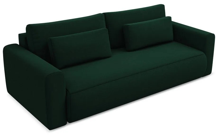 Zielona aksamitna rozkładana/ze schowkiem sofa 238 cm Kapua – Makamii