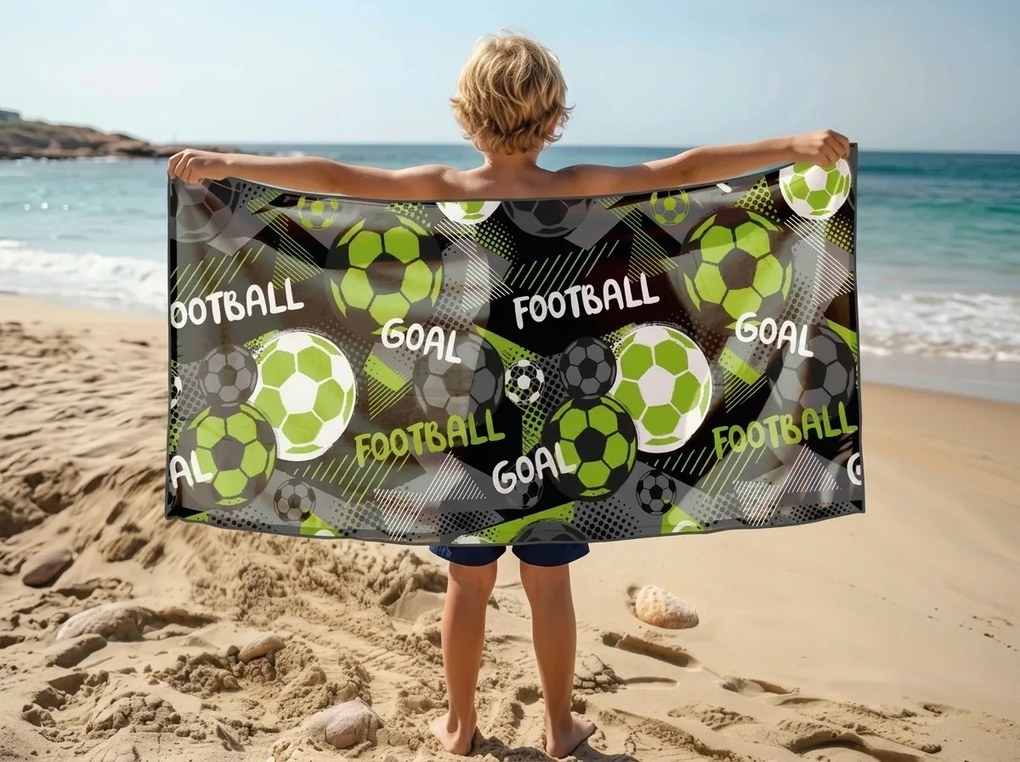 Ręcznik plażowy szybkoschnący GOAL kolorowy 70 x 140 cm, 100% mikrofibra