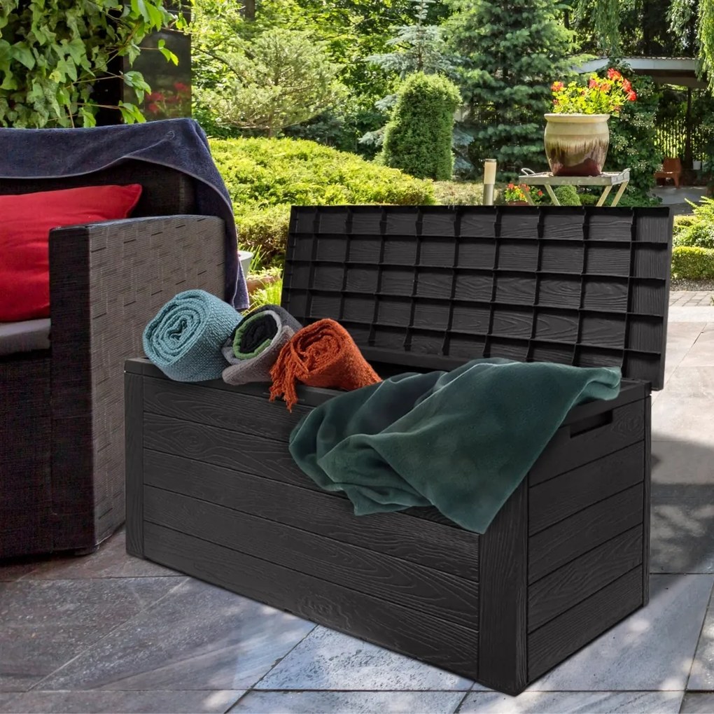 Pojemnik do przechowywania WOODEBOX, 280L, 120x46x57cm, antracytowa Prosperplast