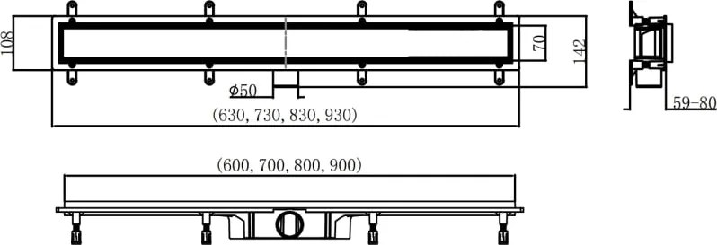 Mexen Flat ABS odpływ liniowy 2w1 90 cm, inox- 1069090