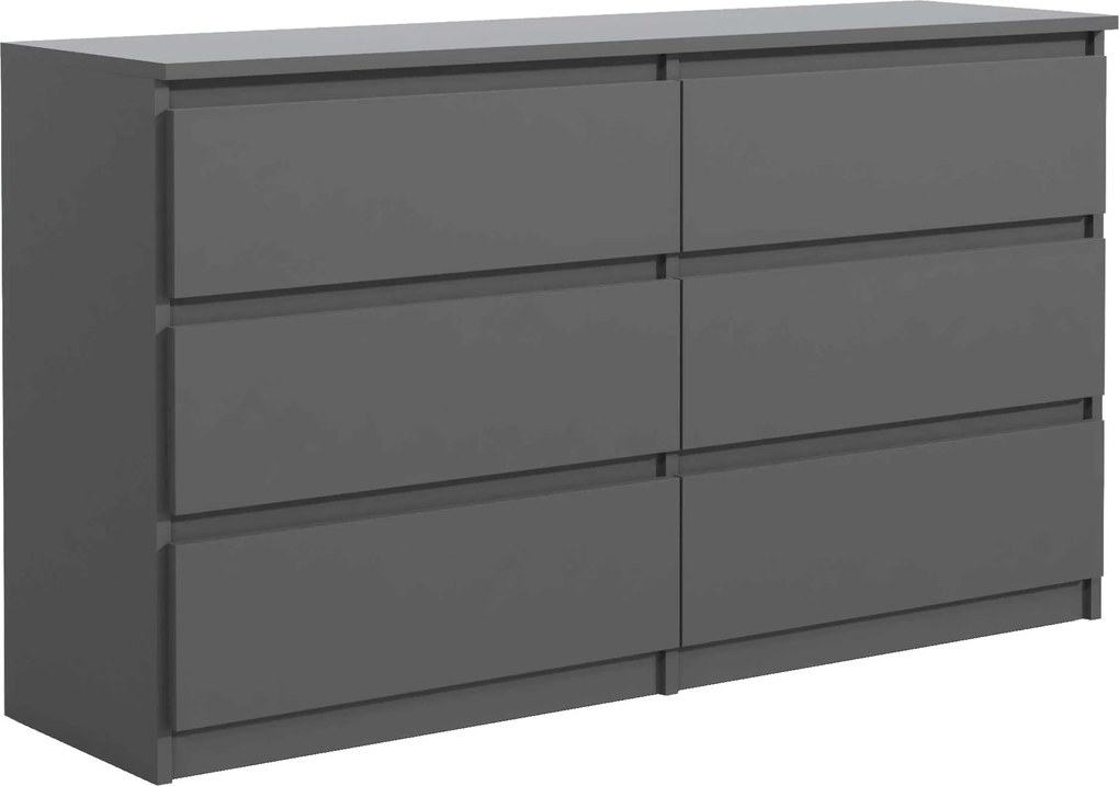 Komoda NUDO 138,5 cm do Salonu Sypialni 6 Szuflad Antracyt