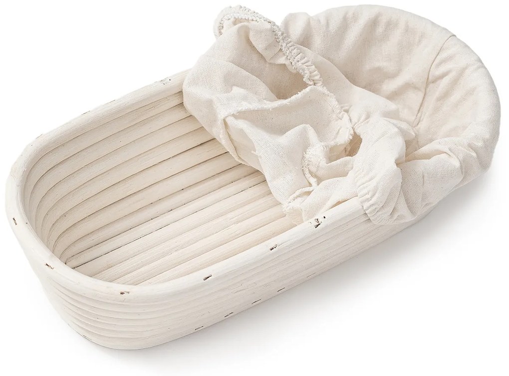 HOME ELEMENTS Owalny koszyk z wkładem z tkaniny, 28 x 14 x 7,5 cm